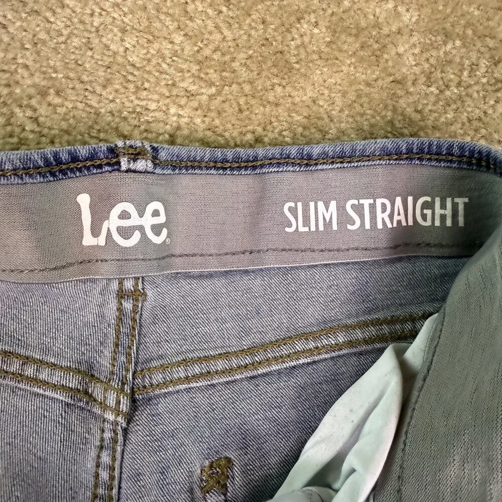 Lee Slim Straight Leg Mid-Rise Blue Denim Jeans Men's Size 28 x 27 Western E505